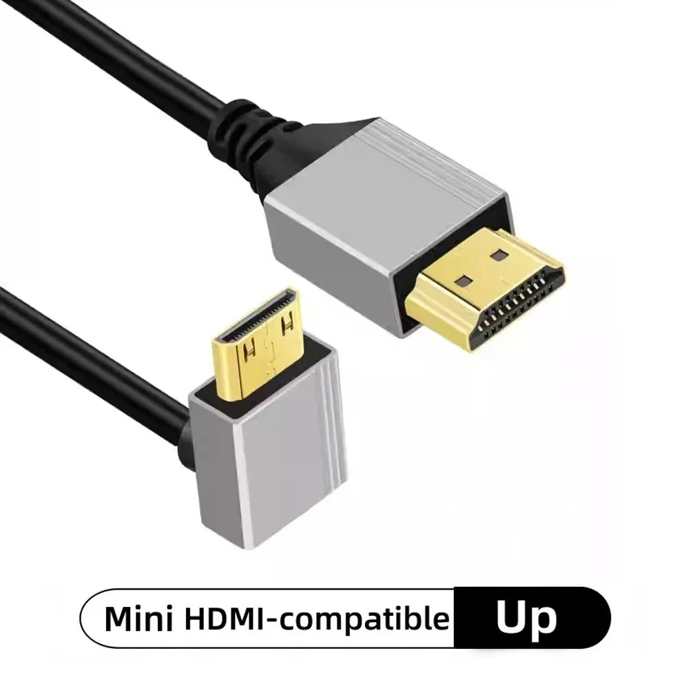 8K 90 Degree Mini HDMI-compatible, Micro HDMI-compatible to HDMI-compatible Adapter Cable for Laptop Camera Camcorder Monitor