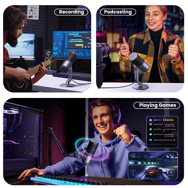 UGREEN CM769 USB Condenser Microphone with RGB, for PC/Mac, Gaming/Karaoke/Recording/Streaming/Podcasting - WinSupport Tech