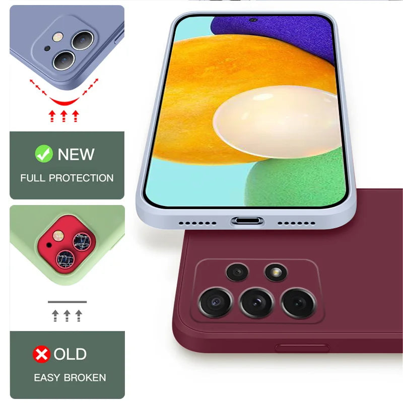 Case For Samsung Galaxy S26 S24 S23 S22 S25 Ultra S24 FE A57 A56 A55 A16 A17 5G S25 Edge Shockproof Liquid Silicone Phone Cover