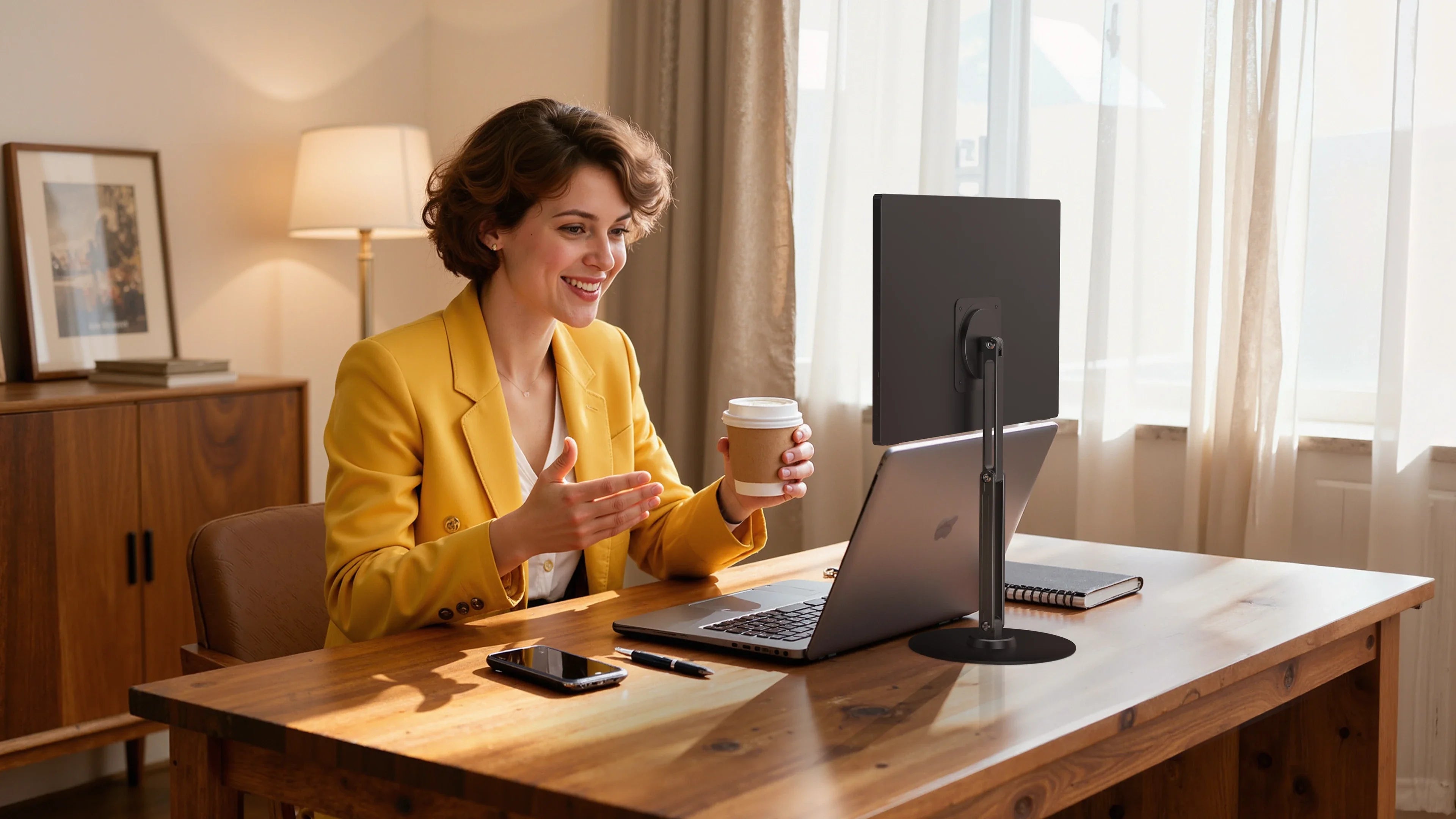 UPERFECT Portable Magnetic VESA Stand with 360° Swivel Base Aluminum Desktop Mount for 10–18.5″ Devices Supports up to 4.4 lbs