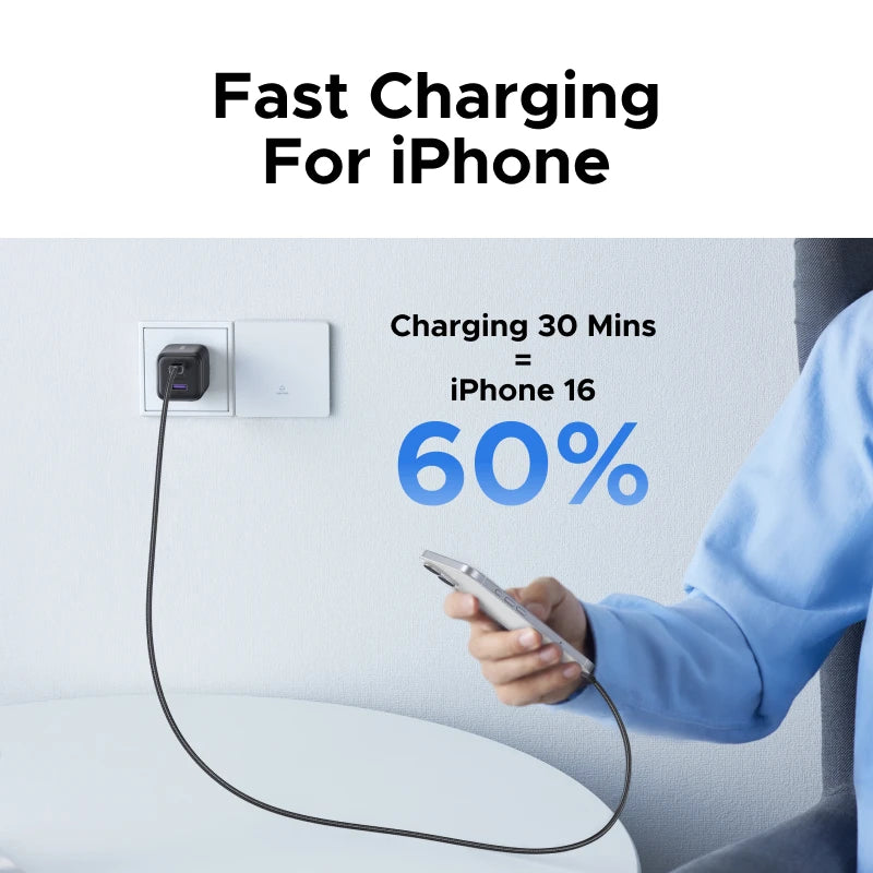 【EU Plug】UGREEN 45W/30W/25W/20W GaN Charger PD3.0 PPS QC3.0 USB C Fast Charger For iPhone 17 16 15 ProMax Samsung S25 iPad Air