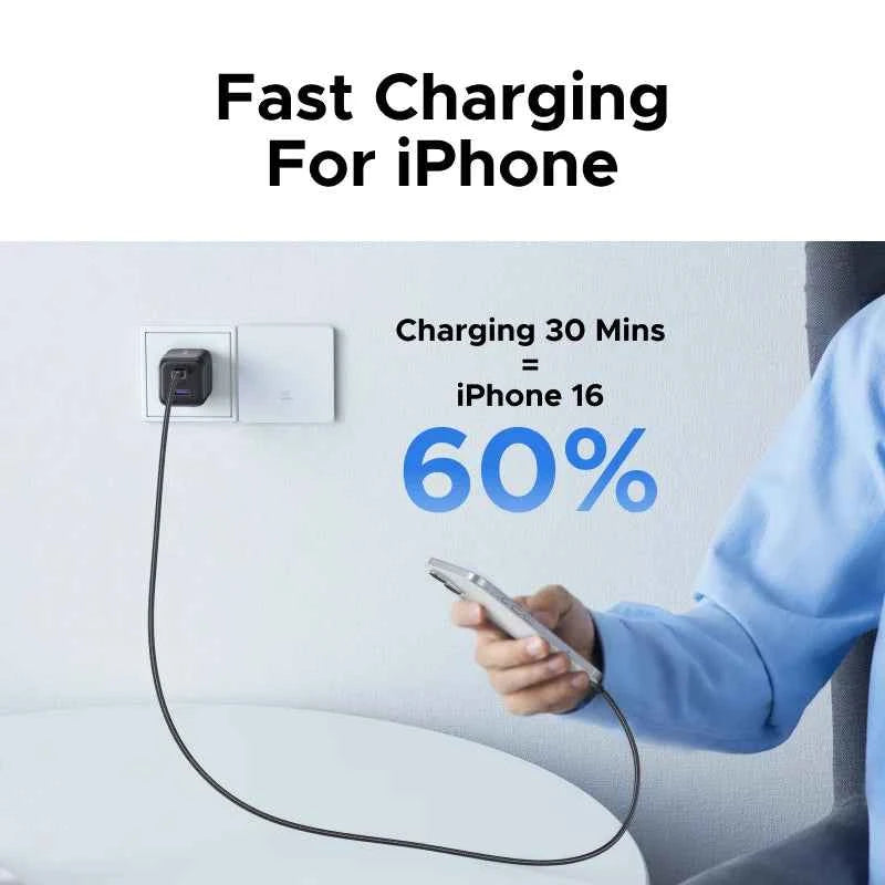【EU Plug】UGREEN 45W/30W/25W/20W GaN Charger PD3.0 PPS QC3.0 USB C Fast Charger For iPhone 17 16 15 ProMax Samsung S25 iPad Air