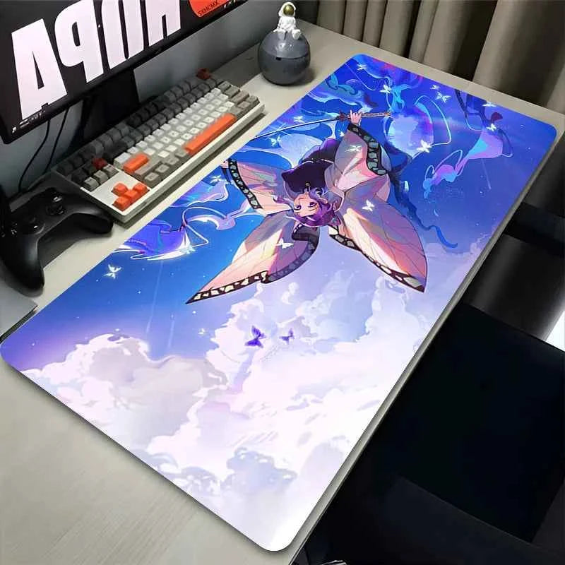 Mouse Pad XXL PC Purple Flower D-demon Slayer Desk Mat New Kochou Shinobu Mousepad Laptop Anime Girl Gamer Cabinet Keyboard Rug
