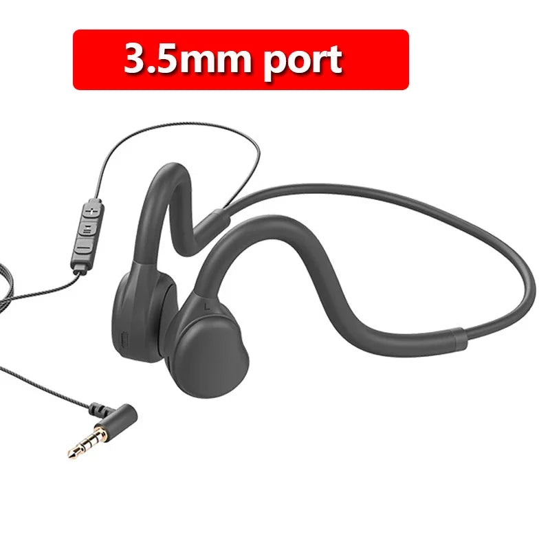 Open Ear Air Conduction Headphones 3.5mm Wired Stereo Not in Ear Music Headset Ultra Light with Microphone for IOS Andriod Phone