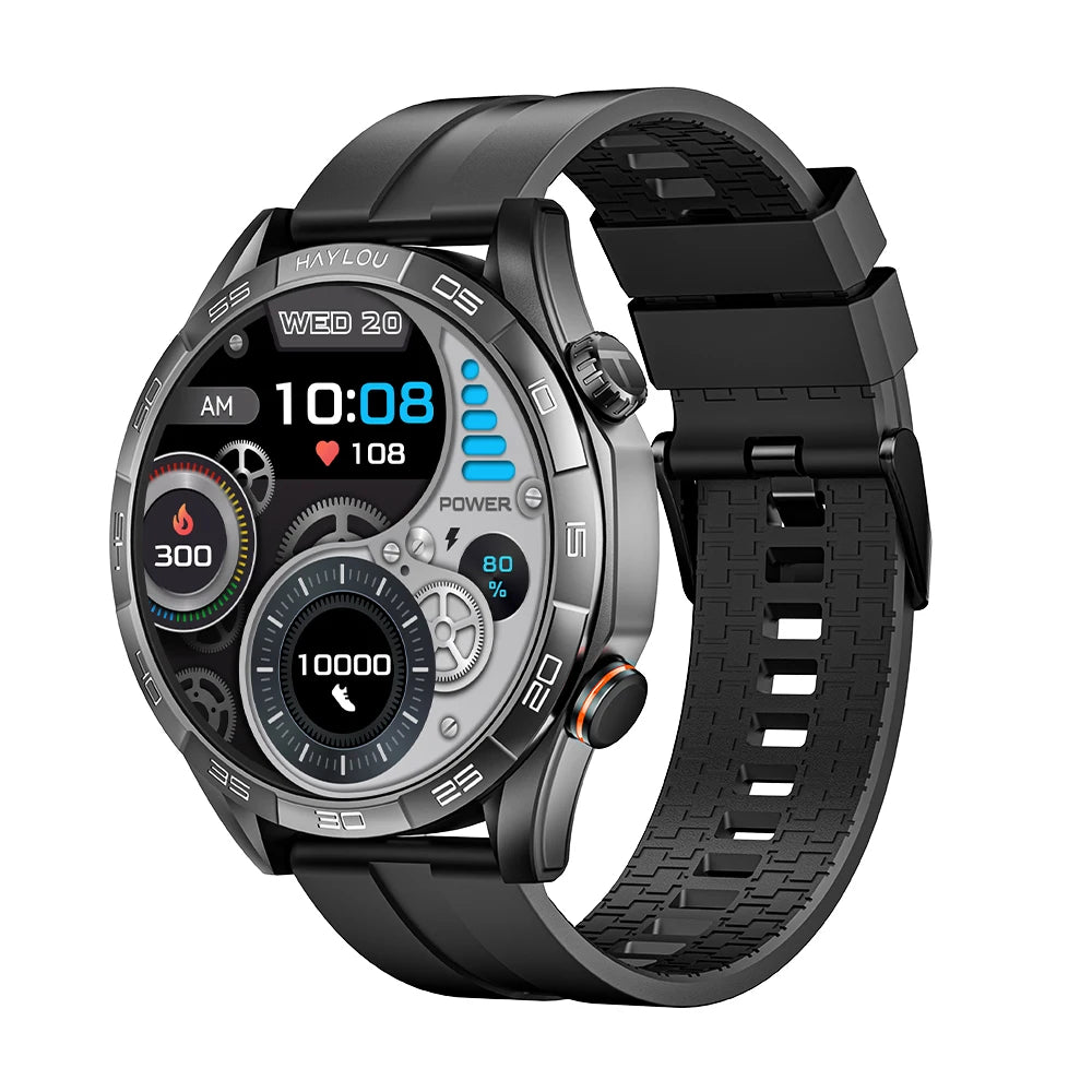 HAYLOU Solar 5 Smartwatch 1.58'' AMOLED Display 60Hz Refresh Rate 24H Health Monitoring Voice Calling 100+ Sports Modes Black/Silver