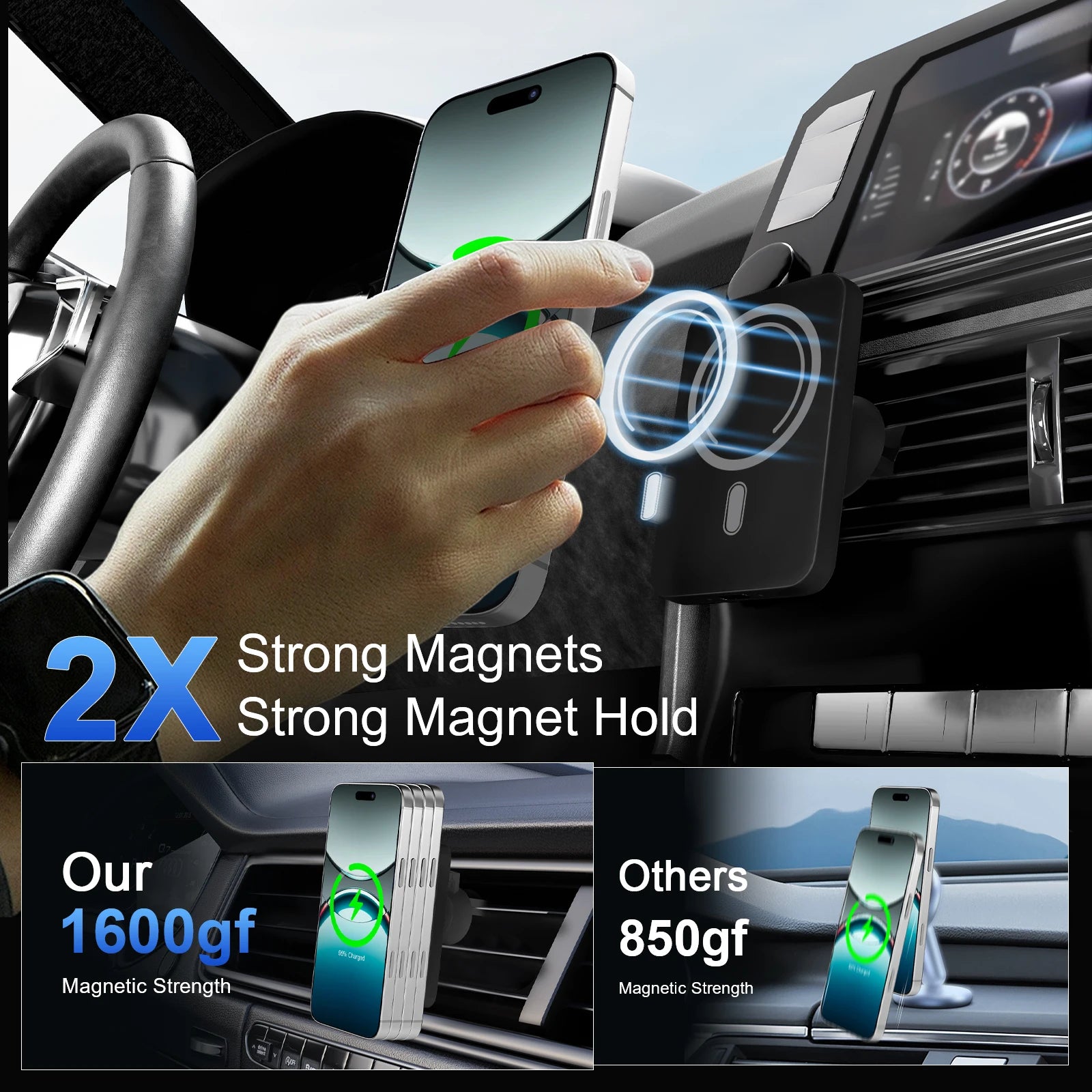 Magnet Wireless Car Charger 15W Phone Holder Car Air Vent Fast Charging Pad For Magsafe iPhone 17 16 15 14 13