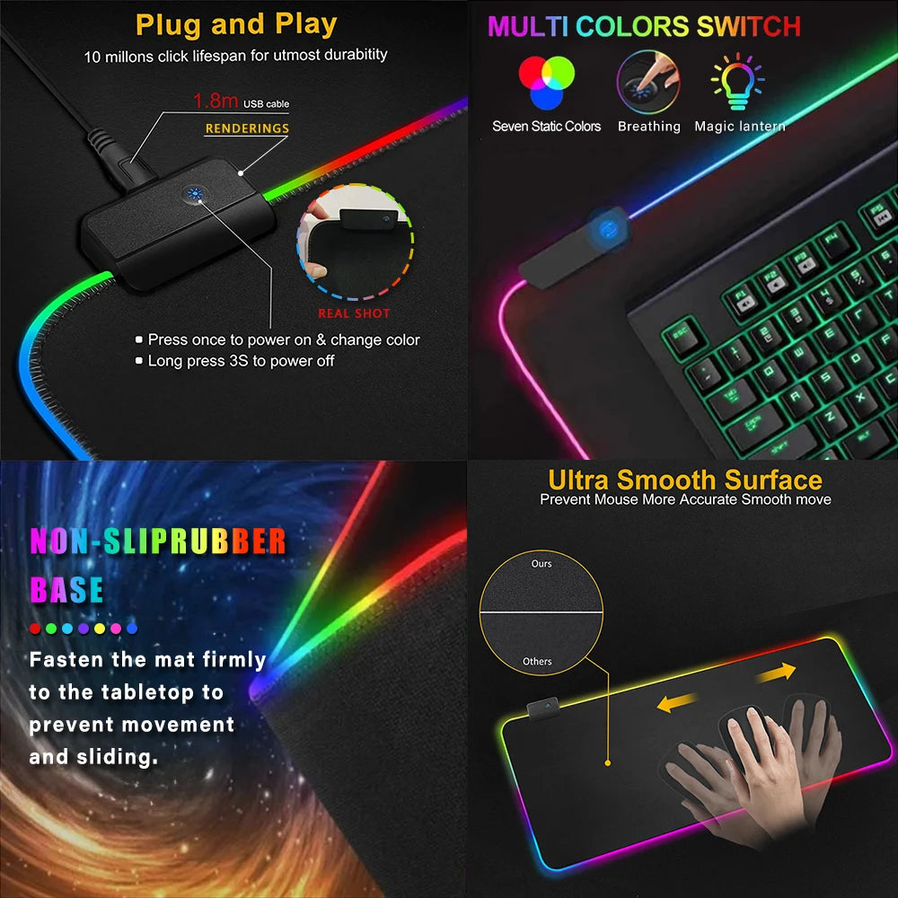 Super Farmer S-STARDEW VALLEY Mouse Pad Anime Gaming Mouse Pad LED Table Pads Backlit Rubber Desktop XXL Mousepad RGB Desk Mats