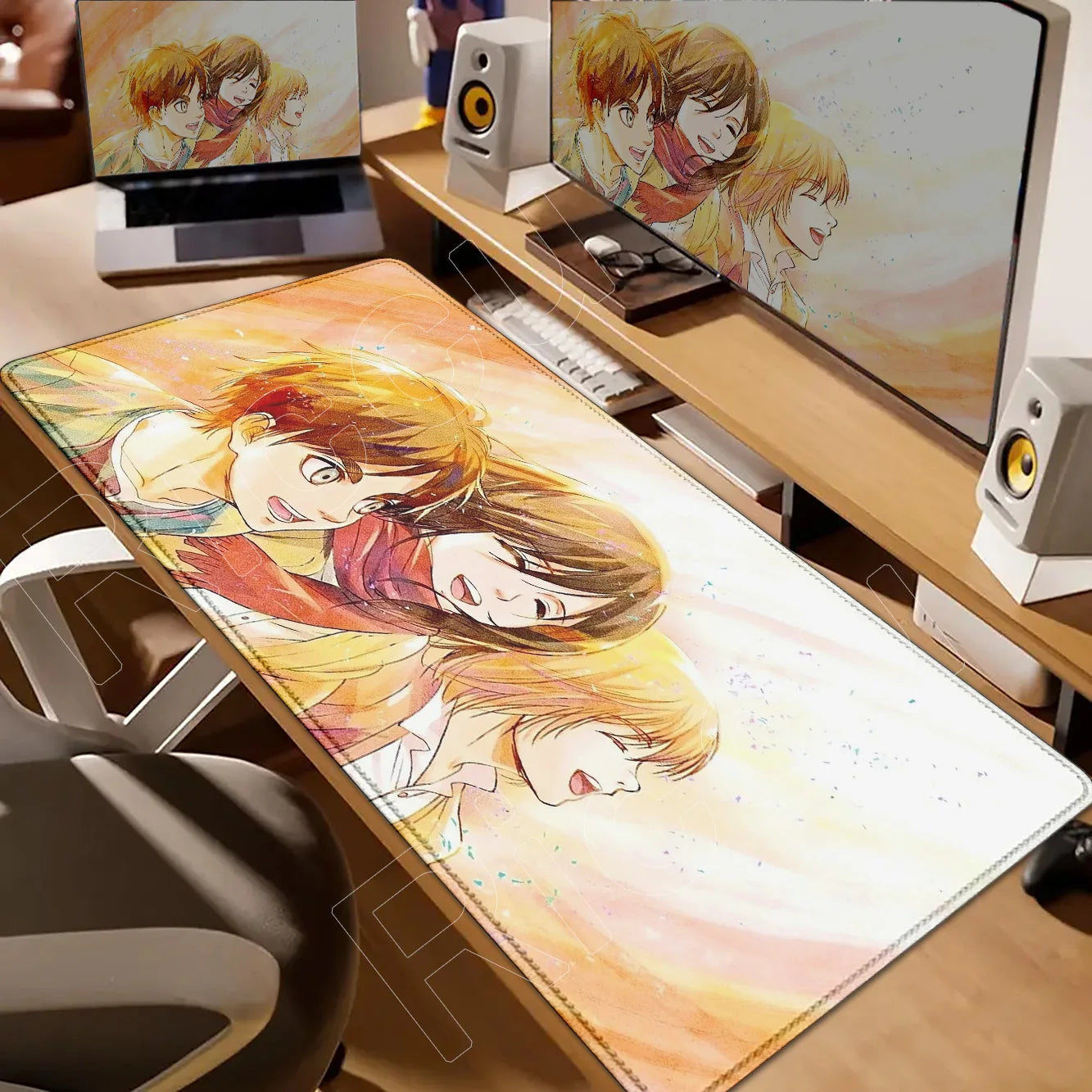 New HD Printing Attack on Titan Anime Desk Mat Large Lock Edge Mouse Pad Computer Mousepad Gaming Laptop Keyboard Mouse Mats Rug