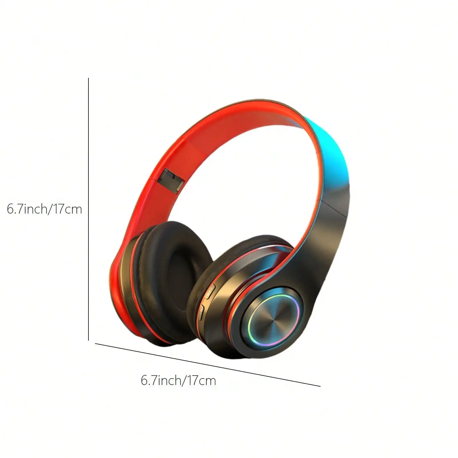 Bluetooth 5.3 Over-Ear Headphones, Active Noise Reduction, Subwoofer Bass, LED Light Design, Foldable Portable Wireless Headset for Gaming, Music, Sports, Phones & Computers