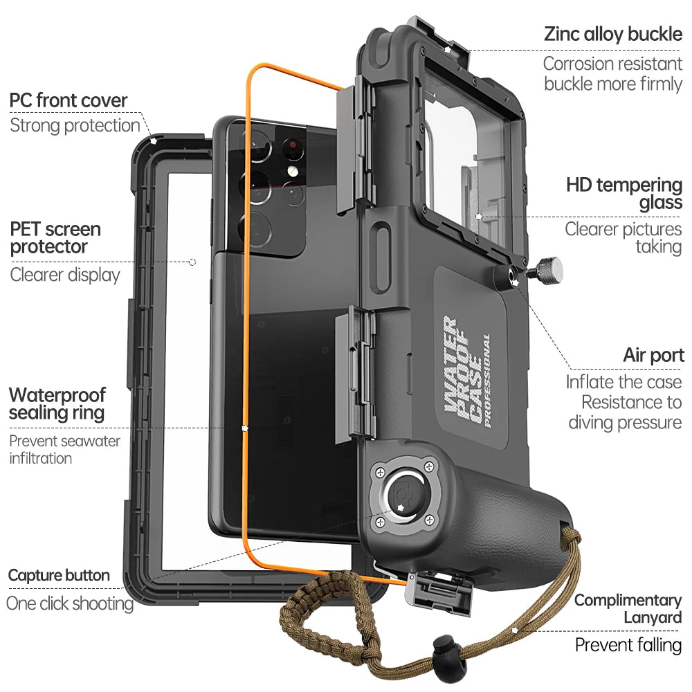 IP68 Professional Waterproof Diving Phone Case, 6.9-inch Universal, Compatible with Apple, Samsung, Google, Huawei, Xiaomi, Vivo