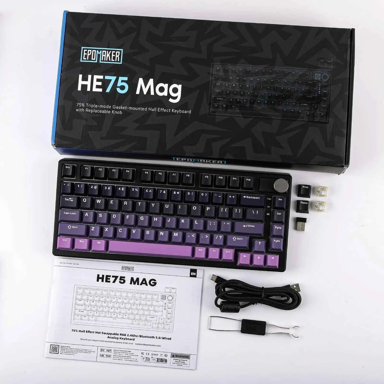 EPOMAKER HE75 Mag 75% Hot-Swap Gasket-Mounted Wired/Bluetooth/2.4GHz Wireless Mechanical Keyboard with RGB Backlight for Mac/WIN