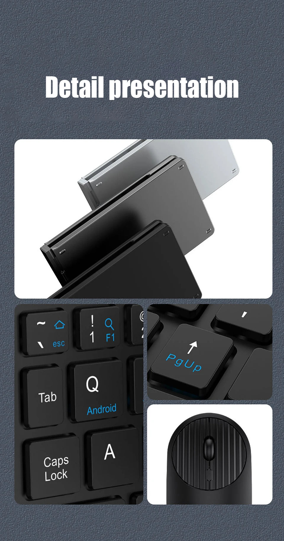 HKYC Mini two fold the third mock examination Bluetooth 2.4G keyboard and mouse set type-c charging tablet