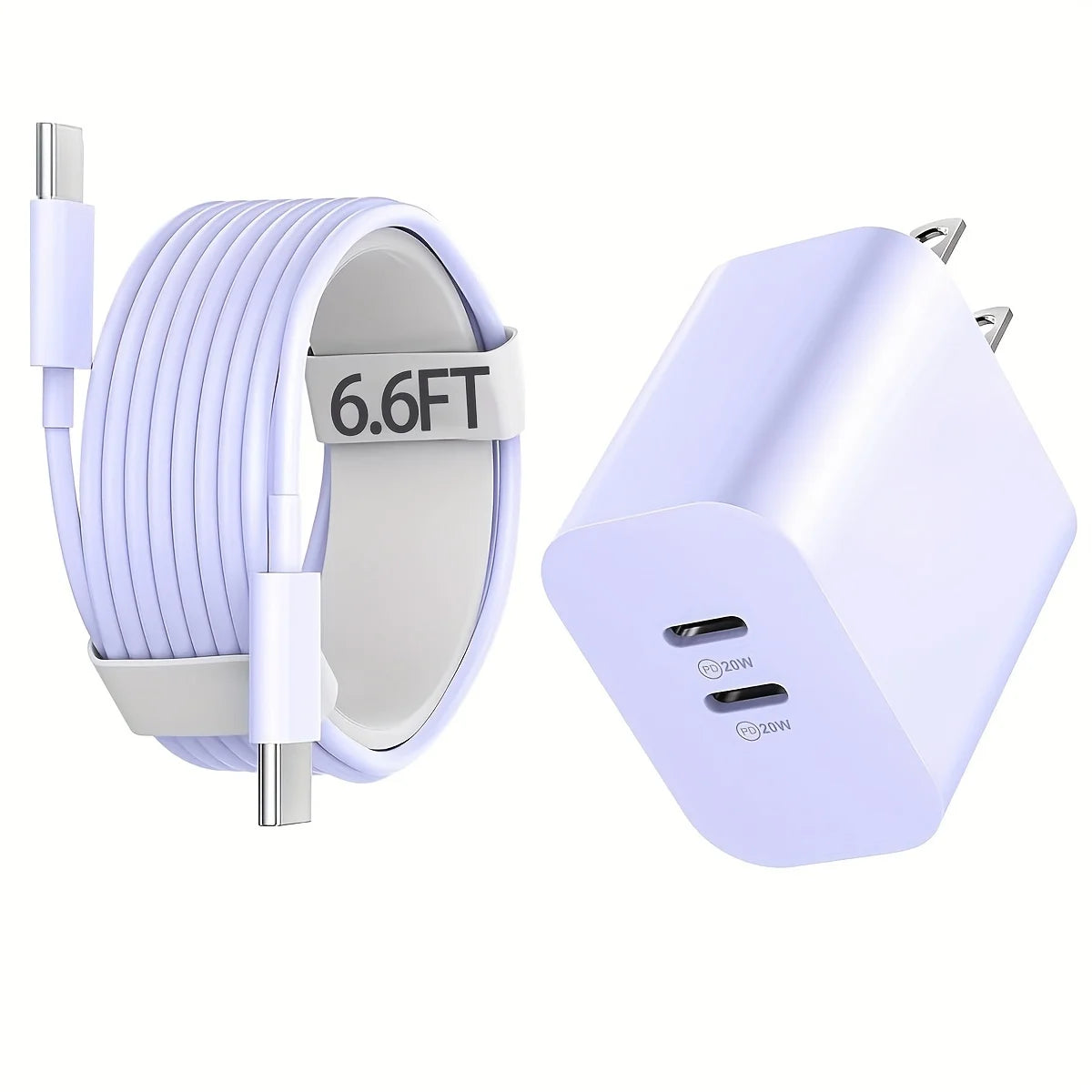 For IPhone16 Charger, 40W Type C Fast Wall Charger With 6.6FT USB-C Cable For IPhone16/15/15 Plus/15 Pro/15 Pro Max, IPad