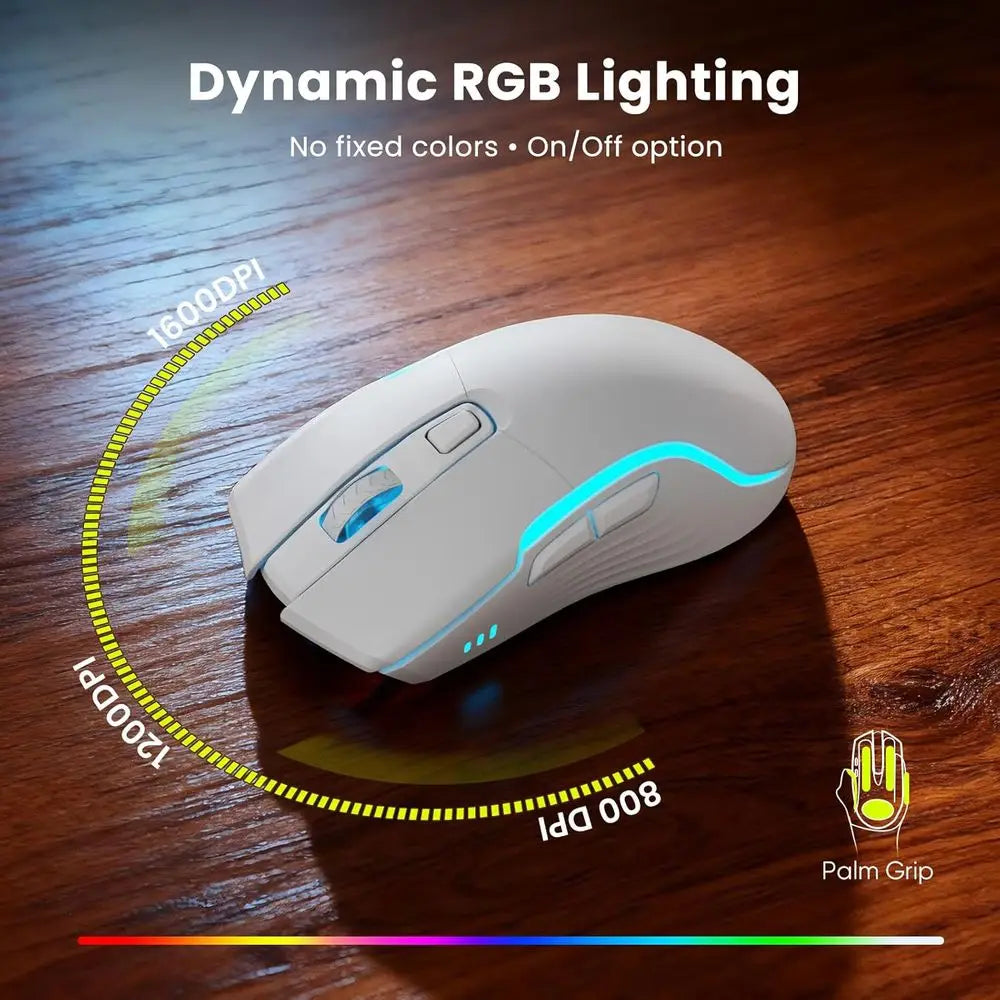 Wireless Ergonomic Backlit Keyboard and Mouse Set, 4000mAh Rechargeable, USB, Wrist Rest & Pen Holder, Quiet Typing, Windows Com