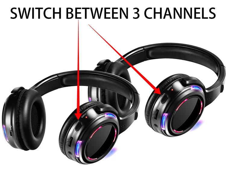 Silent Disco Professional System Over Head Led Wireless Headphones - Quiet Clubbing Party Bundle (20 RX+ 1 TX)
