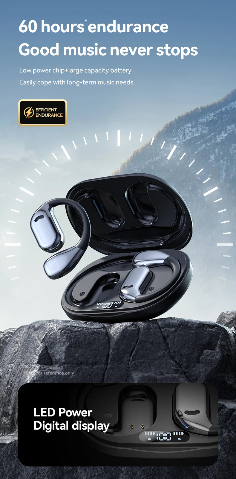 Tecsire Wireless Earbuds OWS Earphones Bluetooth Ear Hook HiFi Stereo Waterproof For Sports Fitness
