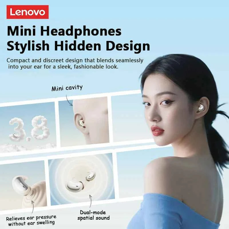 Lenovo LE203 Wireless Bluetooth 6.0 Sleep Headphones Small Lightweight Comfortable In-Ear Earphone Long Battery Life With Mic