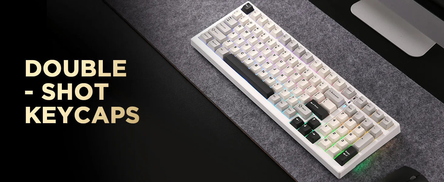 YUNZII YZ98 White Full Size Mechanical Gaming Keyboard, Vintage 99 Keys Hot Swap Gasket 98% Layout Wireless RGB Backlit Keyboard