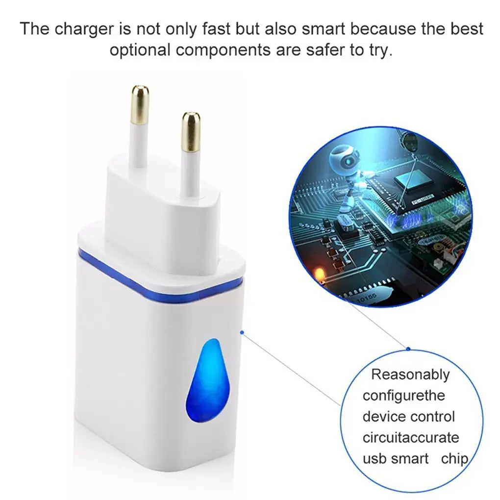 USB Wall Charger for Samsung Xiaomi Dual Port 2A Output Travel Plug Power Adapter Compatible for Phone EU/US Plug