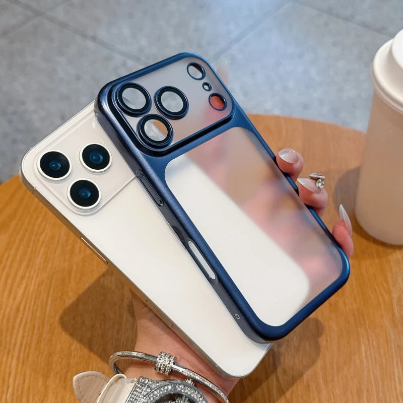 Phone Case - Full-Coverage Matte PC Case with Electroplated Finish for iPhone 17 17 Air 16 Pro 15 Pro Max Earthquake-resistant