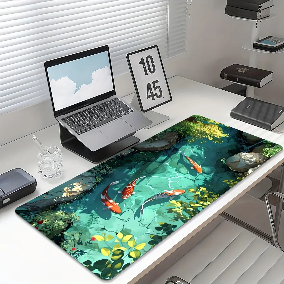 Large Koi Fish Gaming Mouse Pad Non-Slip Rubber Desk Mat Stitched Edge Office Work Esports Gift for Gamers Desk Accessories