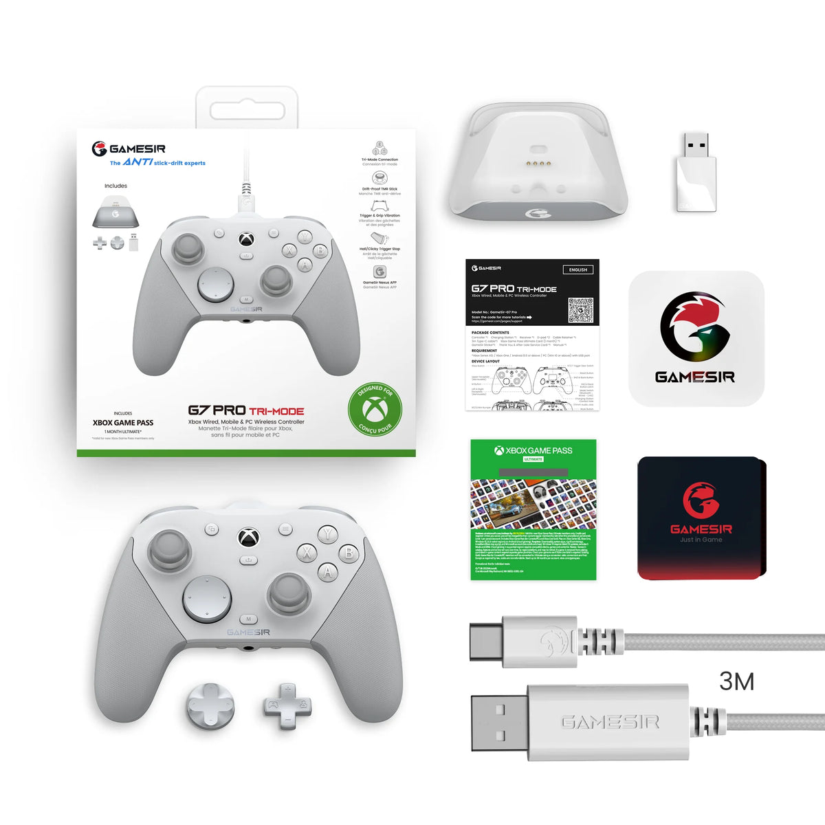 GameSir G7 Pro Xbox Series X|S Controller – Wired for Xbox, Wireless for PC, Bluetooth for Android – Hall Effect, Charging Dock