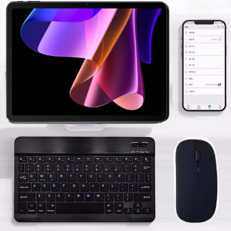 with Bluetooth Keyboard Mouse for Tablet PC 78Key 10inch Rechargeable Wireless Keyboard 1200dpi Mice Set Combo for Laptop