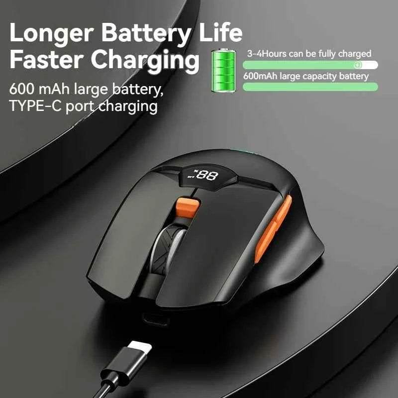 V086 2.4G Bluetooth wireless mouse screen display power 600mAh battery, light tone buttons for gaming and office