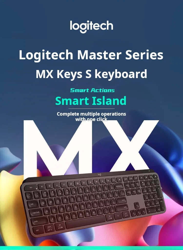 Logitech MX Keys S Wireless Office Keyboard - Smart Illuminated, Multi-Device Ergonomic w/ Logi Bolt, Low Profile & Portable