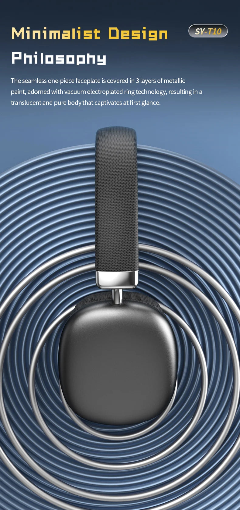 Simple Stylish Foldable Bluetooth Headphones Over Ear HiFi Stereo Wireless Headset Support AUX TF FM For Music Sports