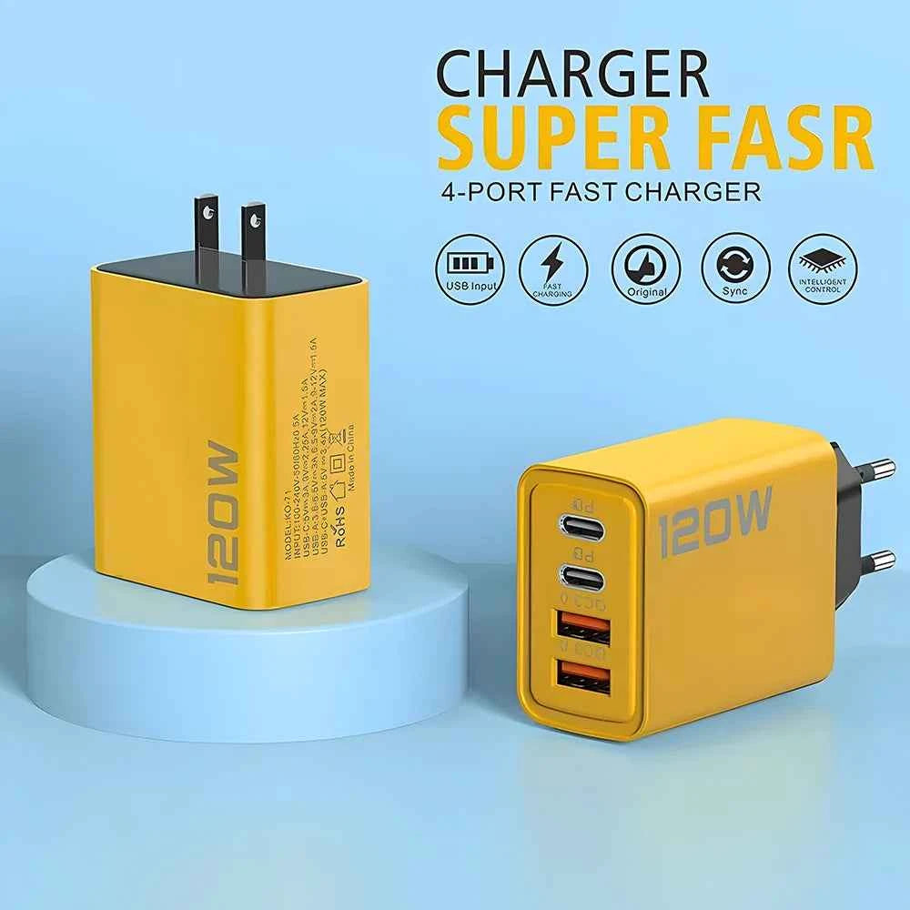4 Ports USB C PD Charger Quick Charge 3.0 Type C USB Phone Chargers Fast Charging Adapter