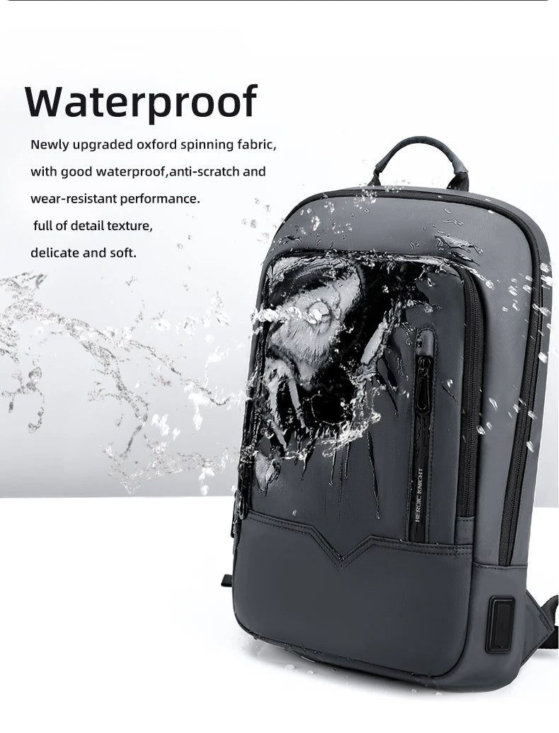 Heroic Knight Laptop Work Backpack Slim Men Waterproof Multifunctional 15.6