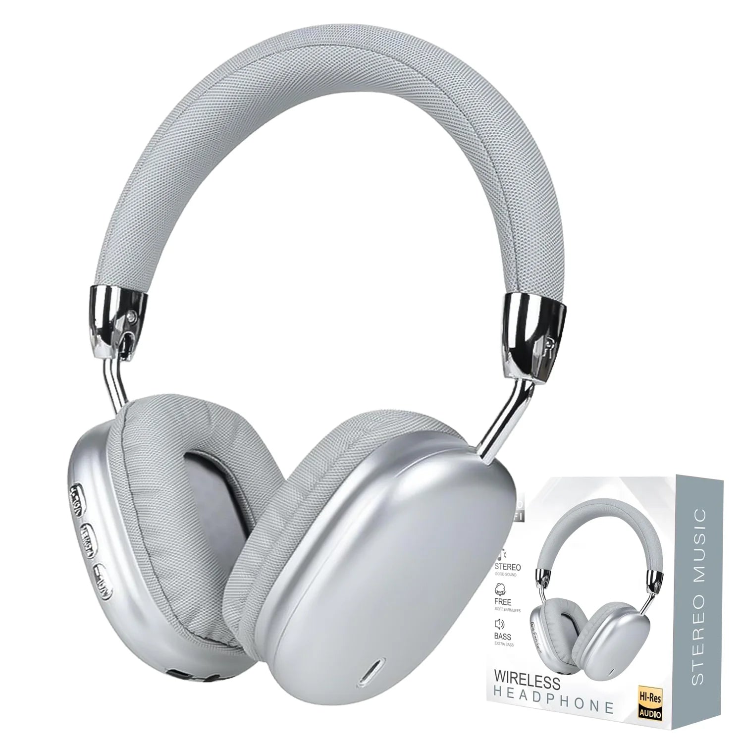 B36 Bluetooth 5.3 Hi-Res Audio Noise Cancelling Over-Ear Headphones with Mic, Deep Bass Low Latency Gaming Headset, USB-C Fast Charging