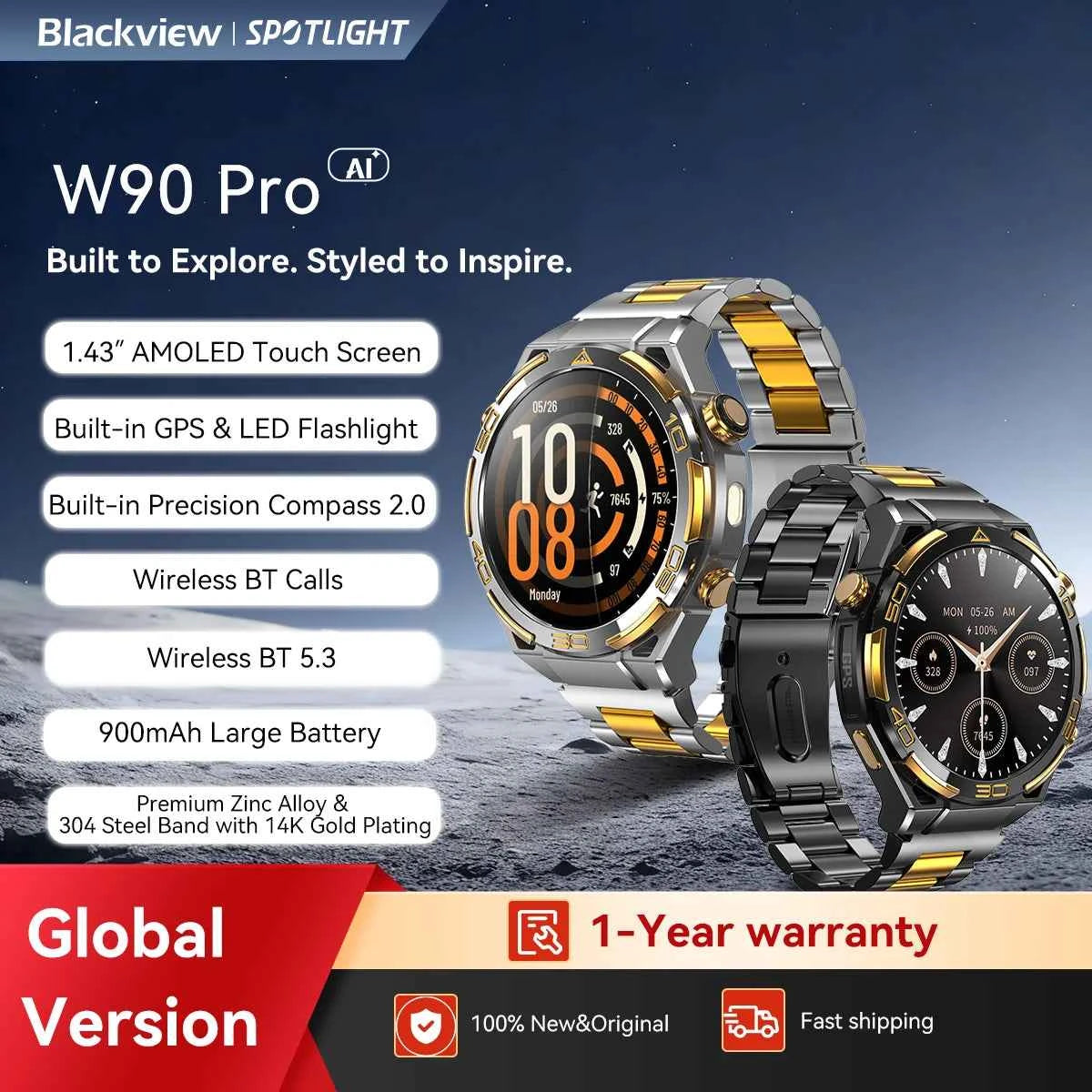 New Blackview W90 Pro GPS Smart Watch 1.43