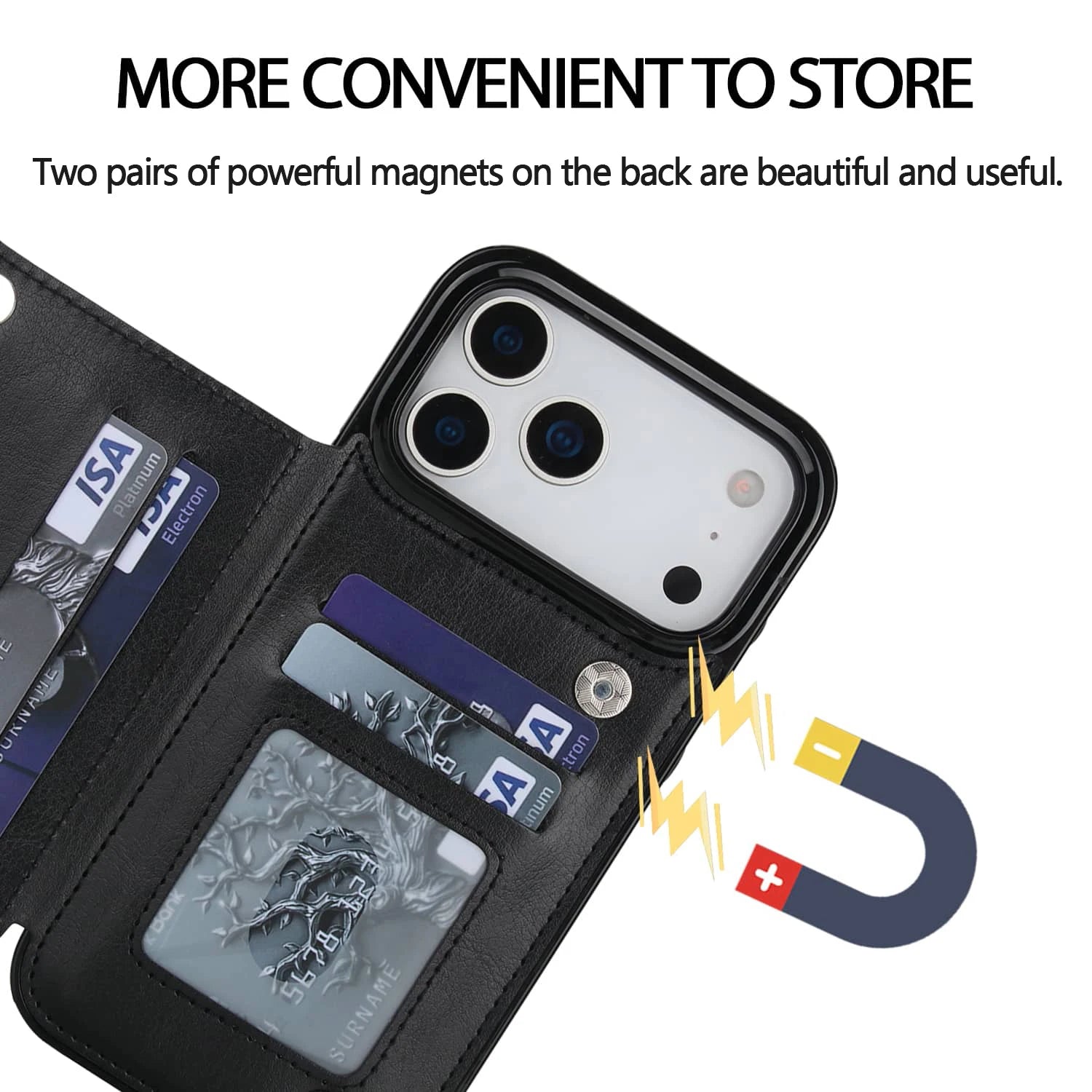 for iPhone Air 17 Pro Max Wallet Case with Card Holder,Faux Leather Kickstand,Double Magnetic Clasp and Durable Shockproof Cover