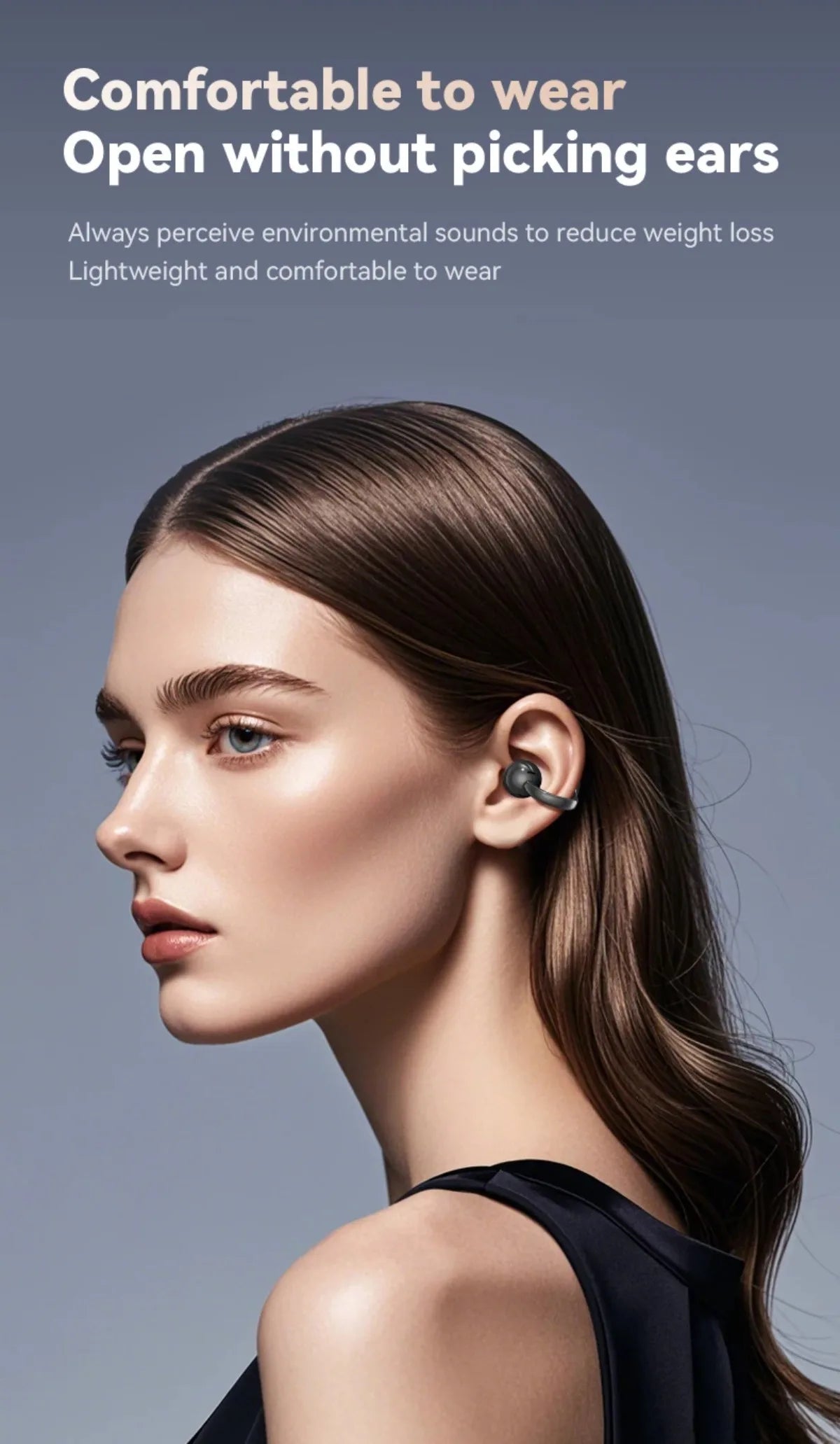 Wireless Ear Clip Earphones with Touch Screen 144 Languages AI Real Time Translation Headphones Smart Bluetooth 5.4 Earbuds