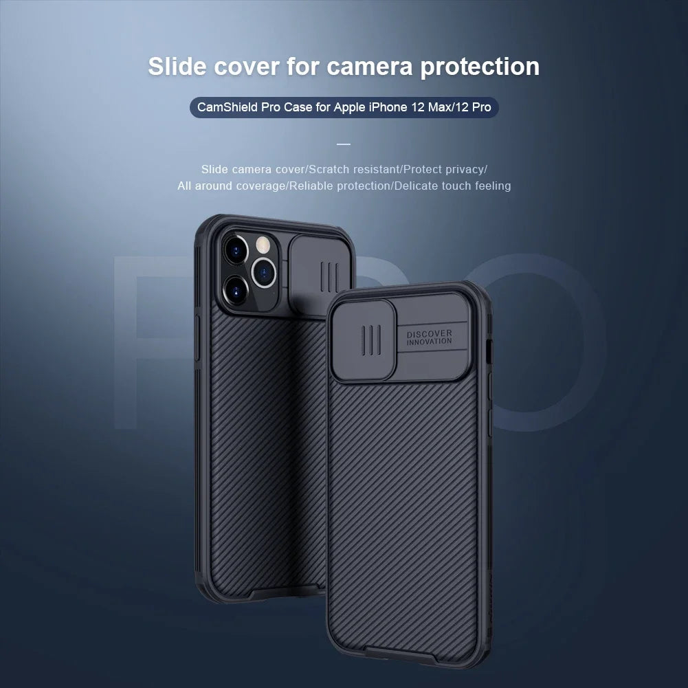 for Apple iPhone 14 13 12 Pro Max Phone Case,NILLKIN Camera Protection Slide Protect Cover Lens Protection Case for iPhone 12 5G