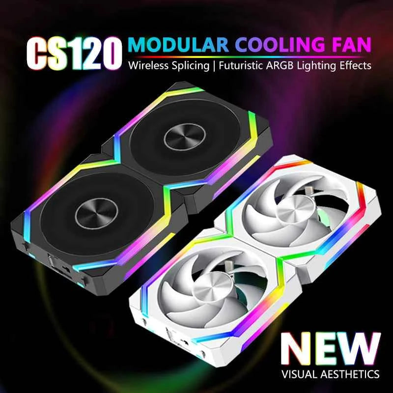 JUMPEAK CS120 ARGB Cooling Fan, 360mm/240mm, Modular Stackable Splicing PWM Silent RGB Fans For Gaming PC Case