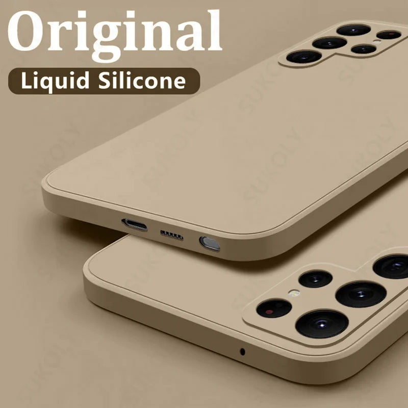 Case For Samsung Galaxy S26 S24 S23 S22 S25 Ultra S24 FE A57 A56 A55 A16 A17 5G S25 Edge Shockproof Liquid Silicone Phone Cover