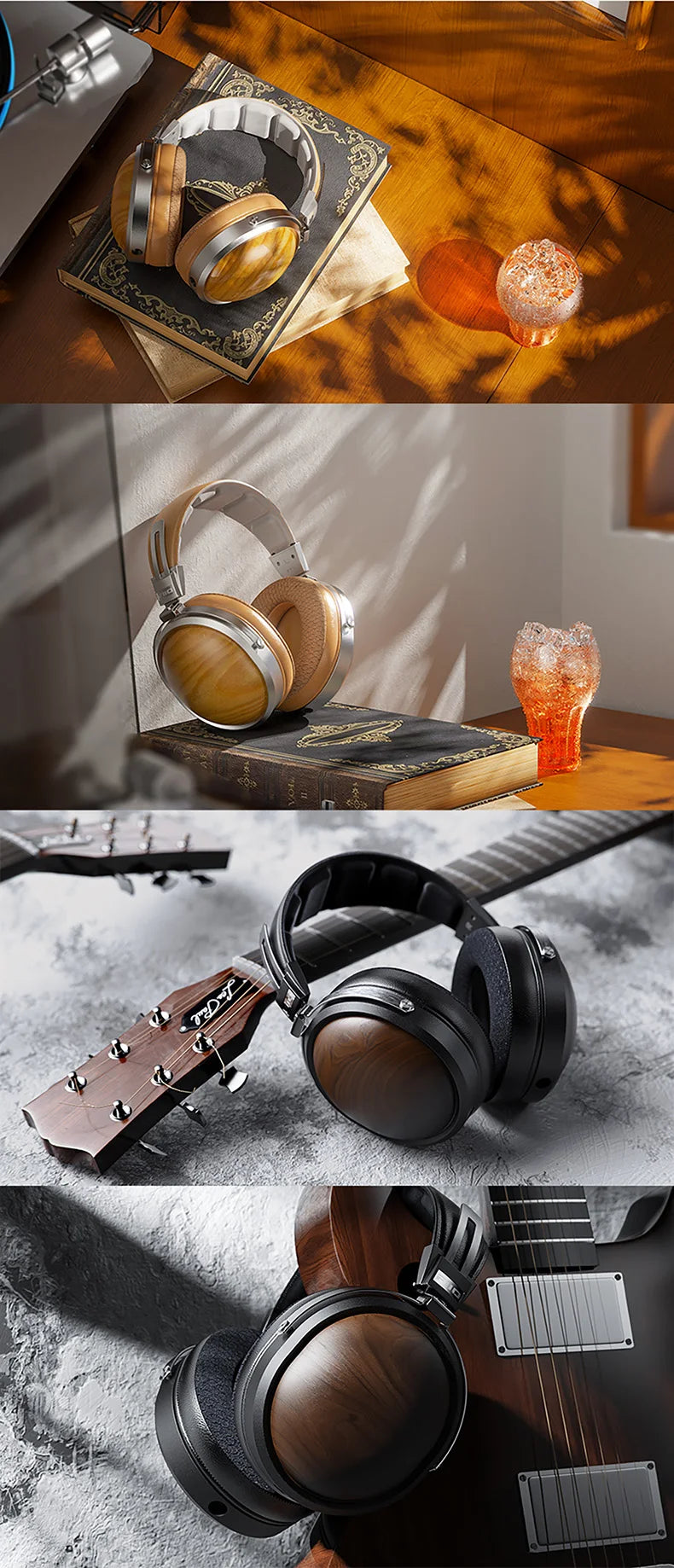 FiiO FT1-New version Closed-Back Over-Ear  Fiber Composite Diaphragm Wired Hi-Fi Headphones, American walnut Ear Cups for Studio