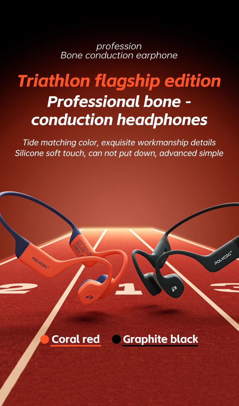 POLVCDG bone conduction earphones IPX8 waterproof 32GB memory Bluetooth 5.4 silicone material 2024 new product X16