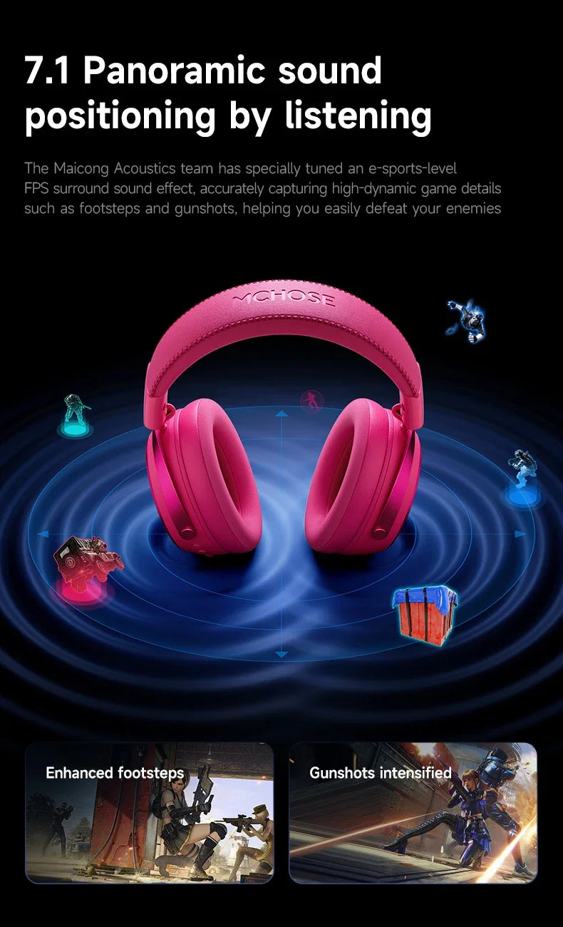 MCHOSE X9 Wireless Headworn Game 7.1 Headset Bluetooth 2.4G Three Mode E-sports Noise Reduction Headset Headset FPS for Gifts