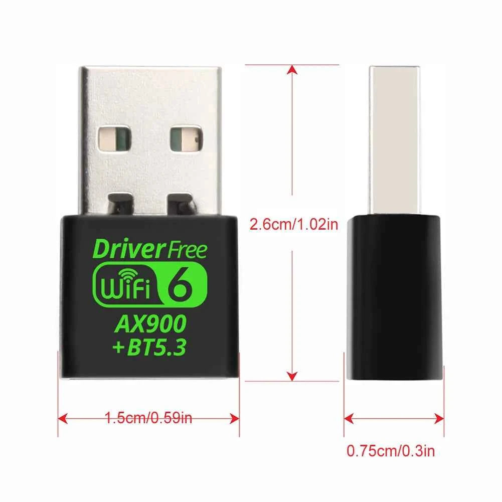 USB WiFi 6 Bluetooth 5.3 Adapter, USB WiFi Network Wireless Wlan Receiver, Dual Band 2.4/5.8GHz, Mini USB WiFi Dongle Driver Free