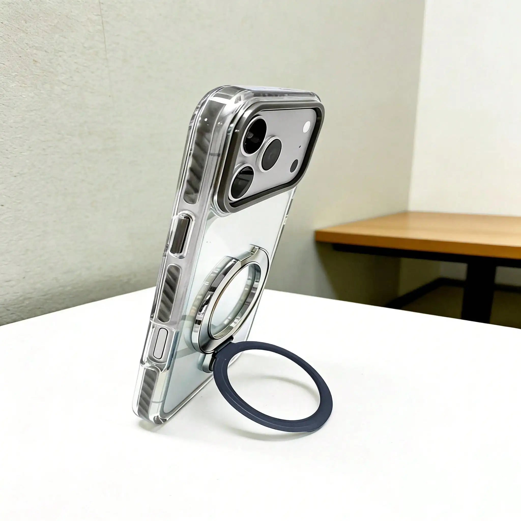 Dual-tone phone case with stand for iPhone 17/16/15/12/13/14 Plus/Pro Max/Air—shock-resistant and durable, with colorful edges