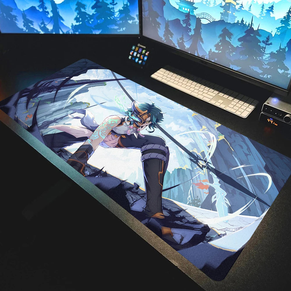 Anime Mousepad Genshin Impact Mouse Pads Gamer Mat Xxl Pc Accessories Desk Protector Keyboard Pads Computer Desks Gaming Mats