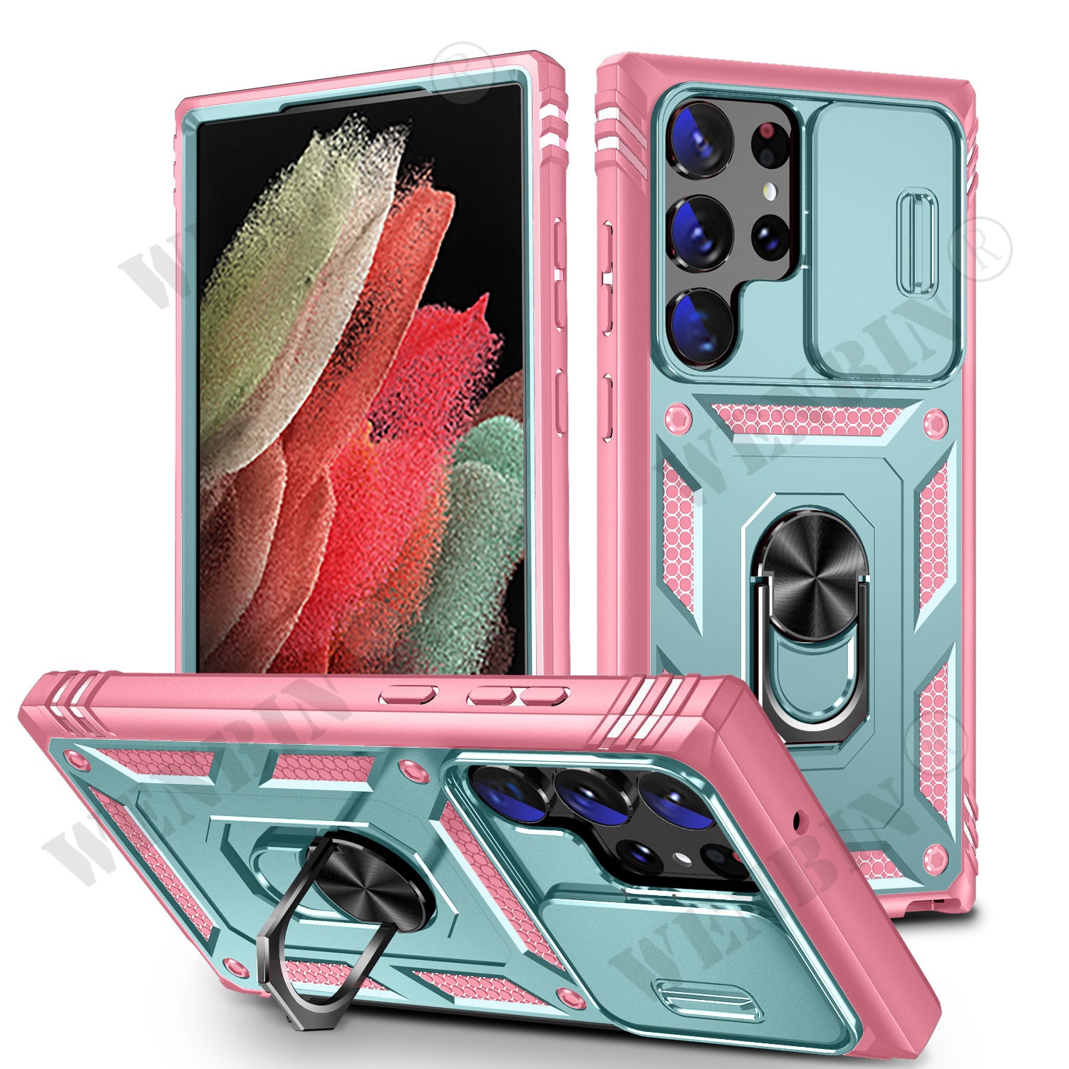 Case For Samsung S26 S25 S24 S23 Ultra Plus S25 FE A56 A36 Heavy Duty with Camera 360 Degree Rotate Kickstand Shockproof Cover