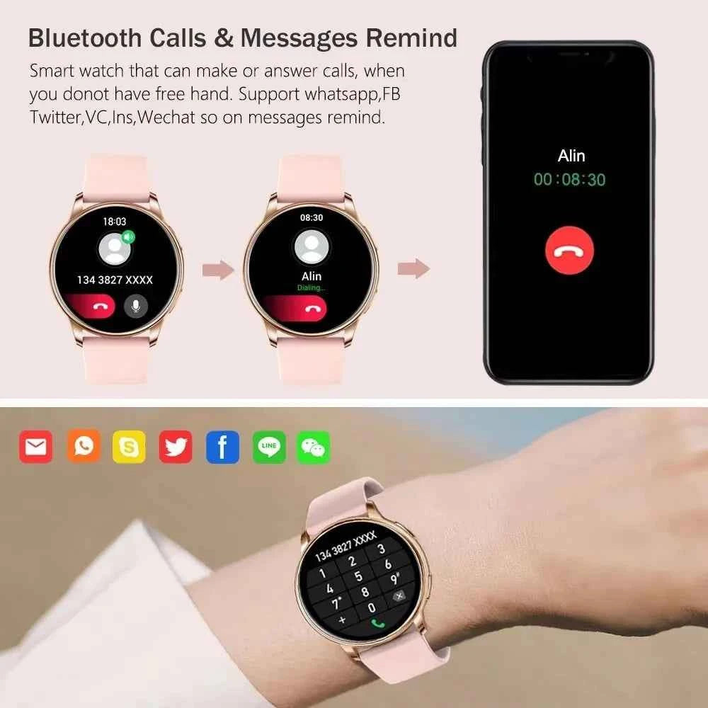 MEVADEN 1.32 inch Luxury Smartwatch Bluetooth Call Women Fashion Sports Fitness Tracker Health Monitor Smart Watch for Ladies