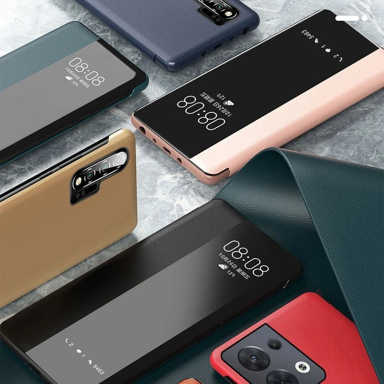 View Windows Case for Samsung Galaxy S26 S25 S24 S23 S22 S21 S20 Note 20 Ultra Plus PU Leather Smart Flip Shockproof Cover Shell