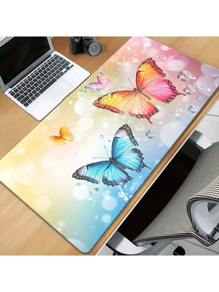 Vibrant Butterfly HD Printed Mousepad Soft Rubber Desk Mat For Gaming Office
