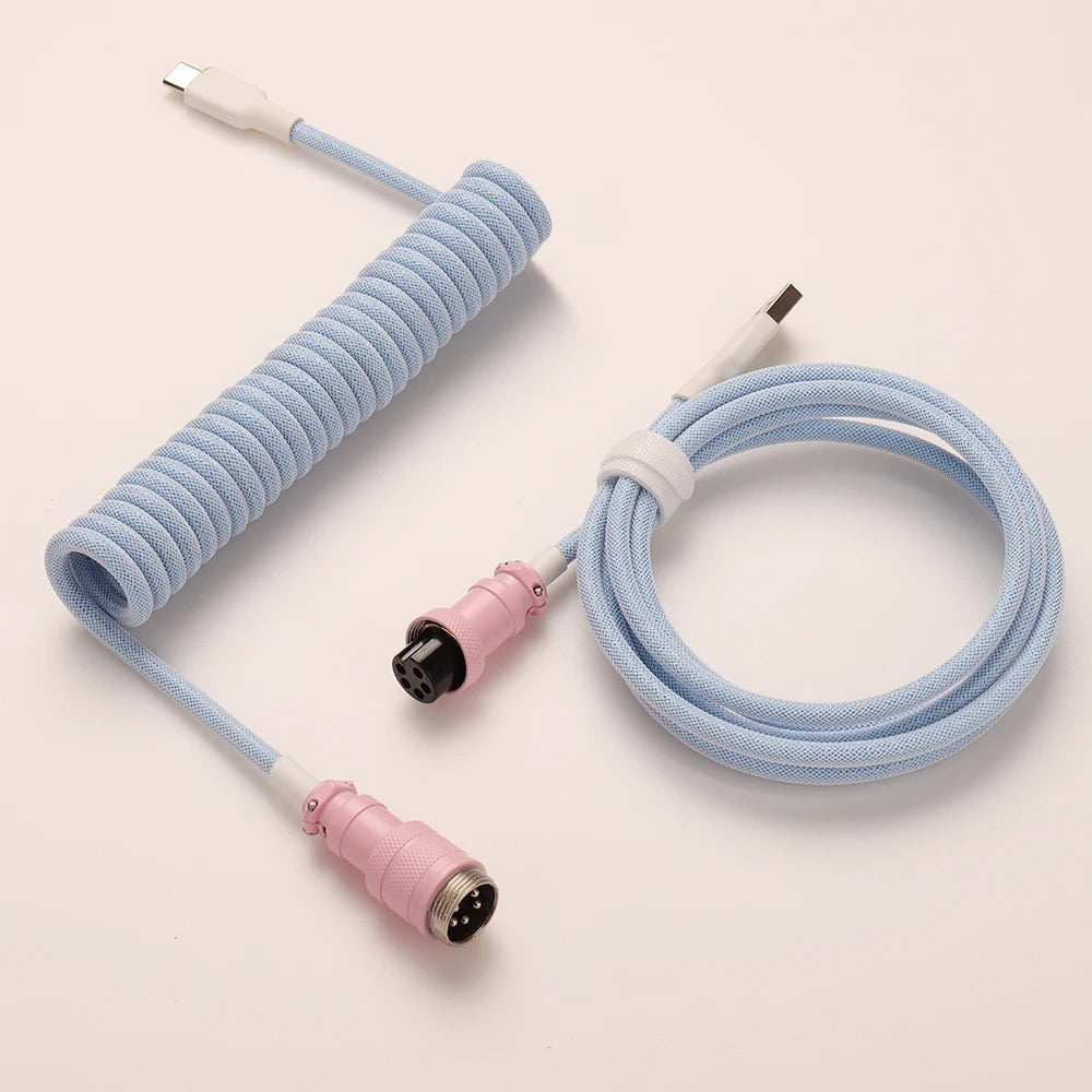 LANO Custom Paracord Coiled Mechanical Keyboard Type C Data Spring Cable GX16 Aviator Coil Spiral Usb C for Gaming Coiled Cable - WinSupport Tech